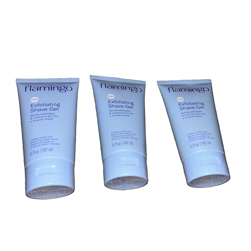 Flamingo Pubic Exfoliating Shave Gel for a Smooth Shave 3 Tubes.  5 fl oz ea.